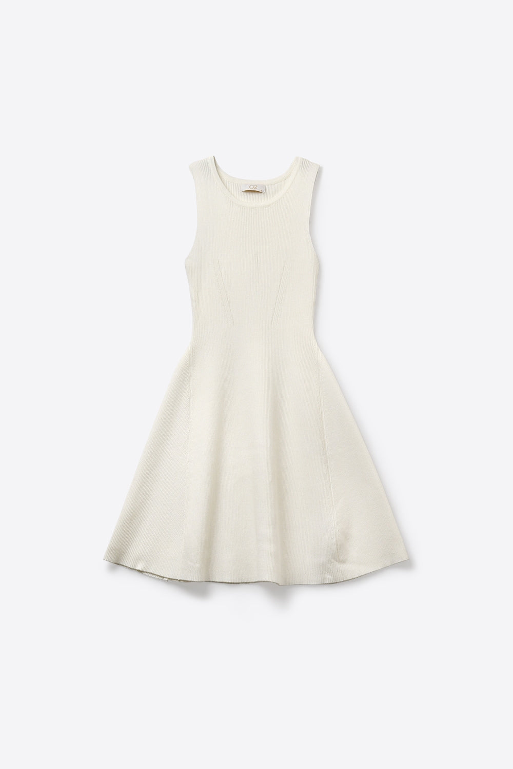 White Ribbed Knit Sleeveless Fit and Flare Dress - dress