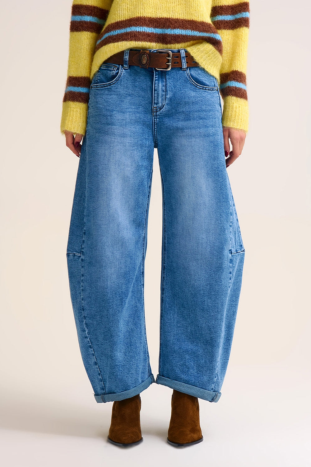 wide leg Barrel Blue Denim Jeans in light wash - Denim