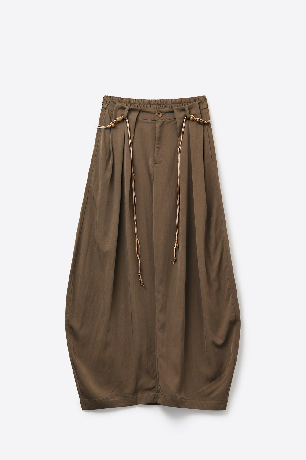 Brown Relaxed Fit Wide-Leg Drawstring Trousers - trousers