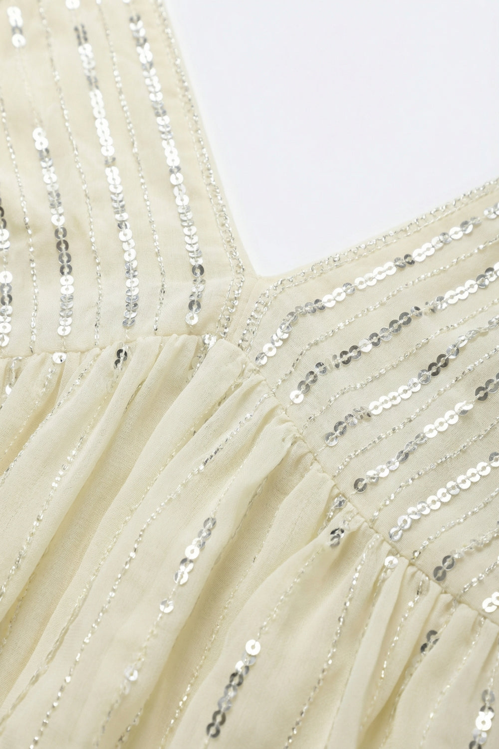 off-white Sequin Embellished V-Neck Camisole