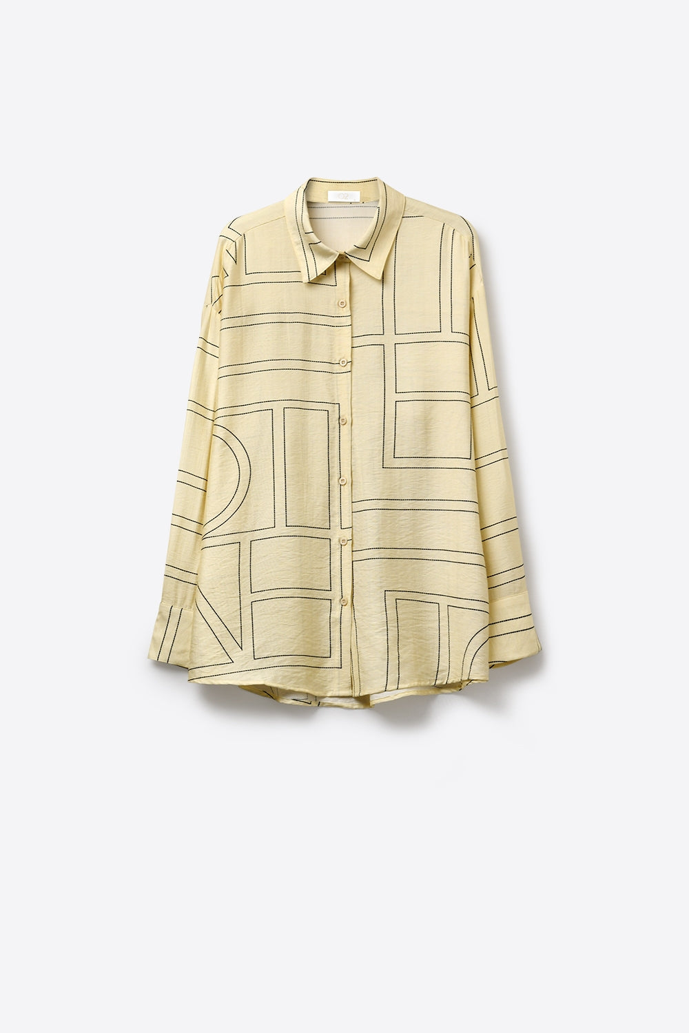 Beige Geometric Pattern Button-Down Shirt - Shirts