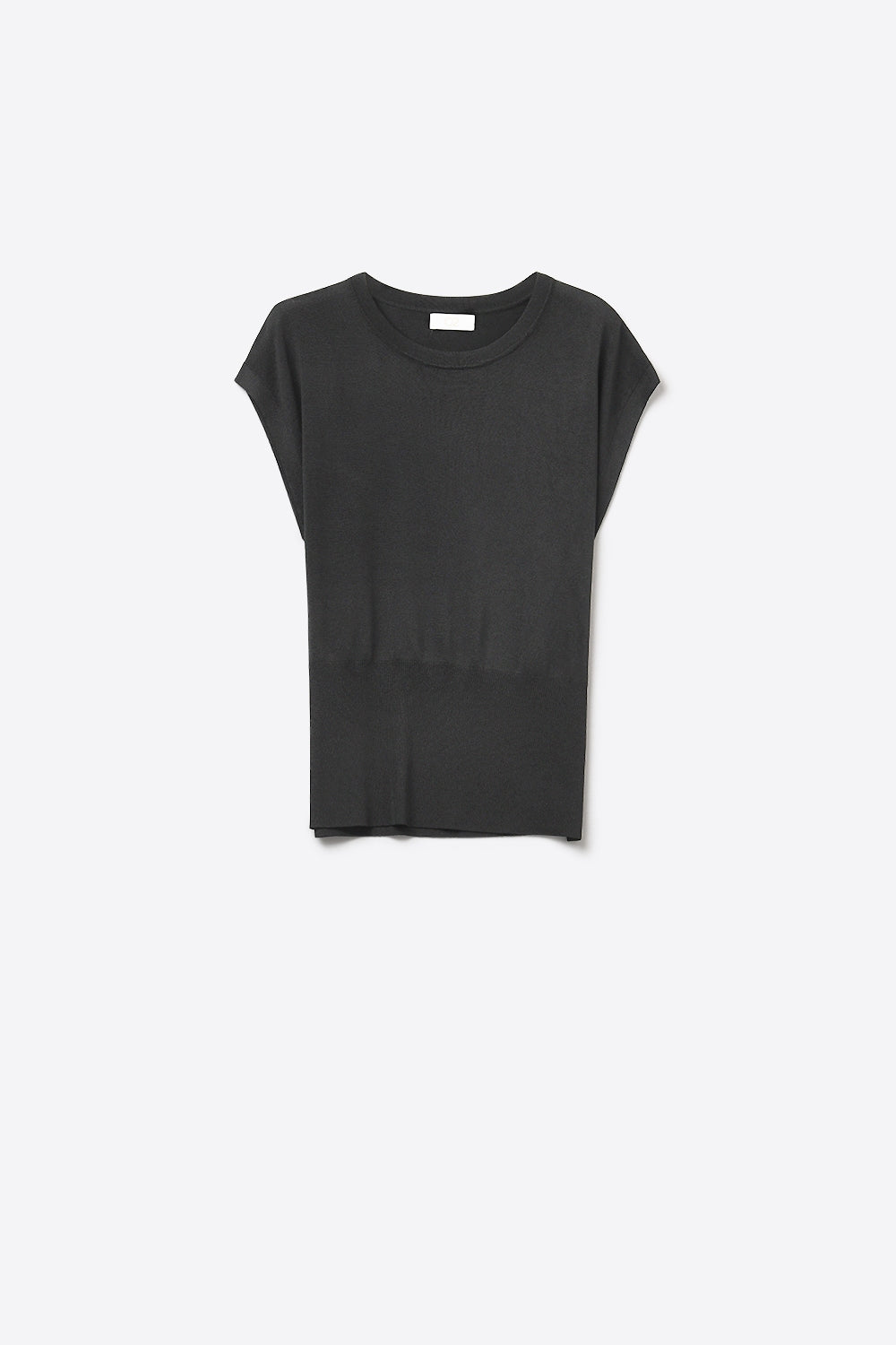 Lightweight Knit sweater with Wide Ribbed Waistband in black