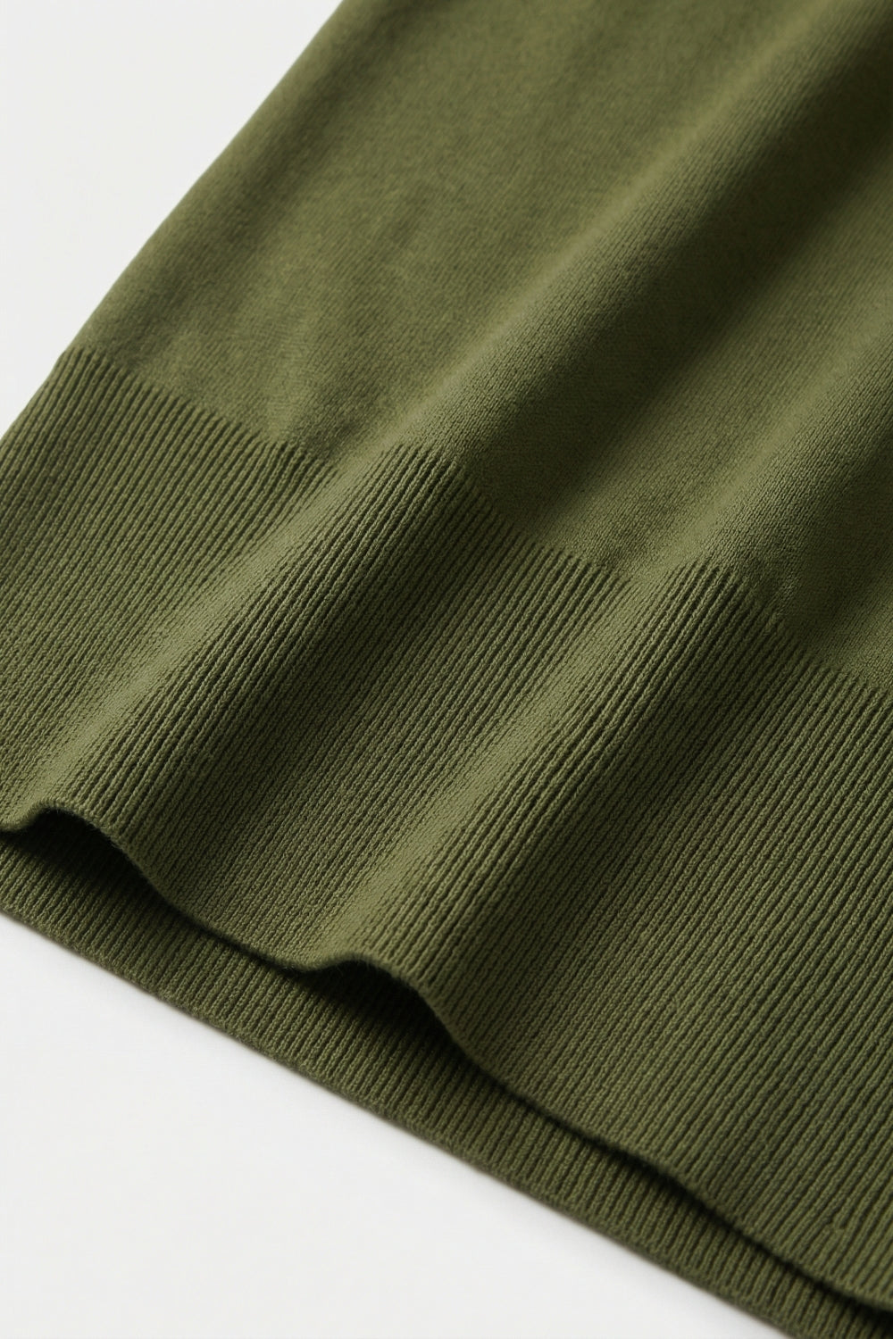 Lightweight Knit sweater with Wide Ribbed Waistband in khaki