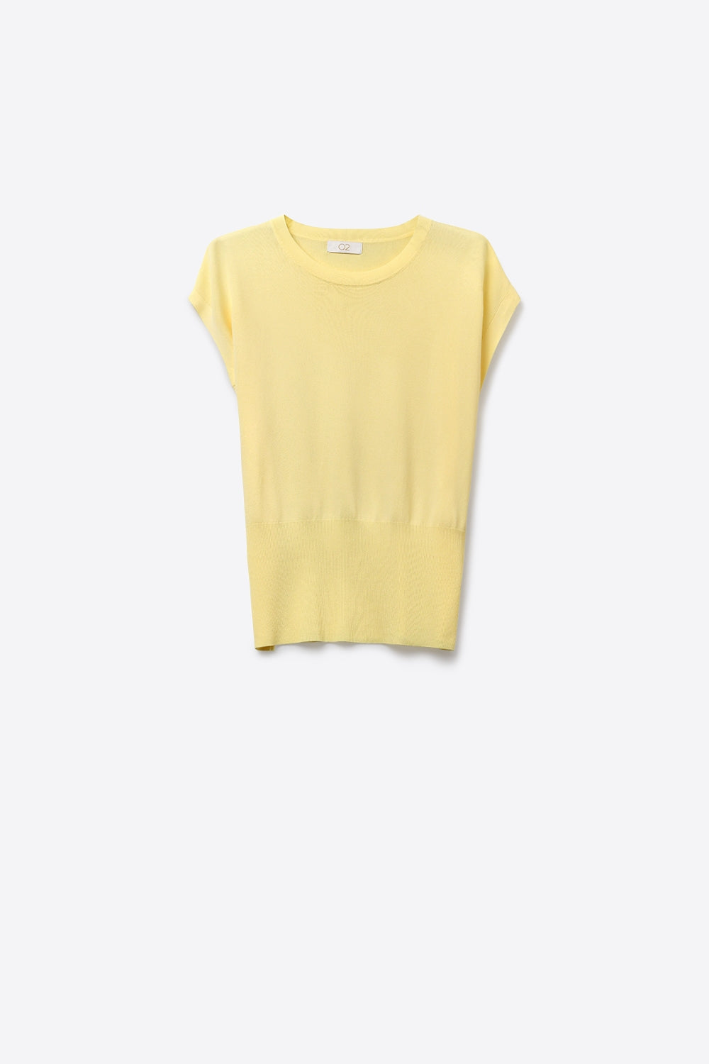 Lightweight Knit sweater with Wide Ribbed Waistband in yellow - Jumpers