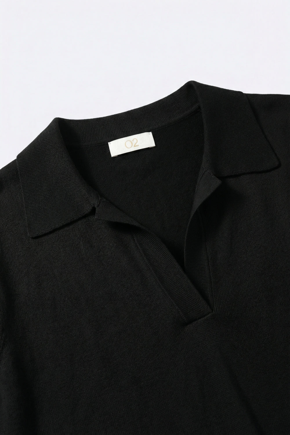 fine Knit Short Sleeve Polo in black color - Polos