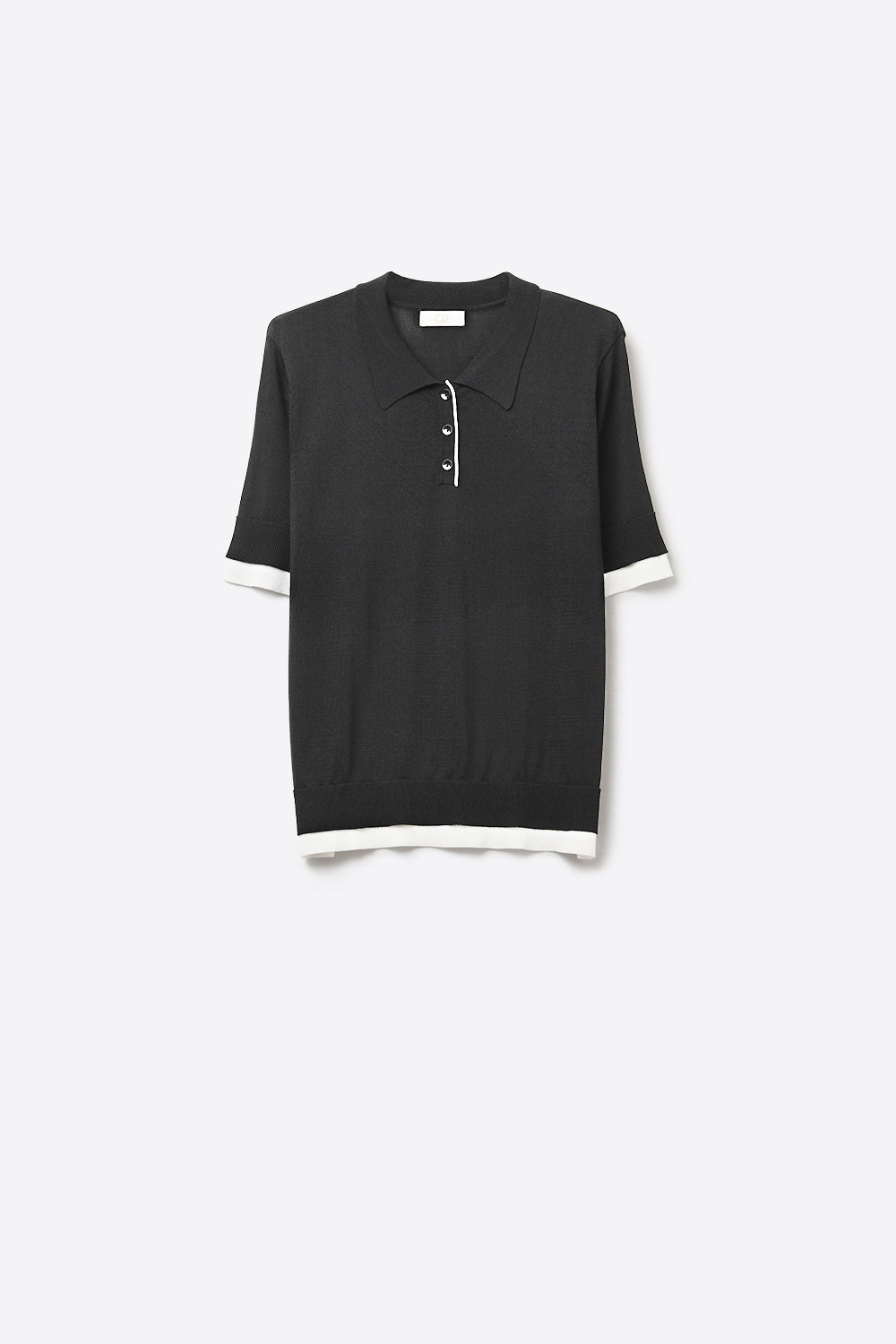 Black Short Sleeve Polo with White Trim Details