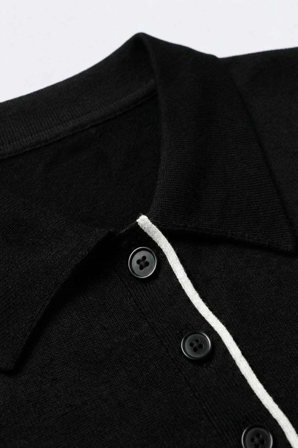 Black Short Sleeve Polo with White Trim Details