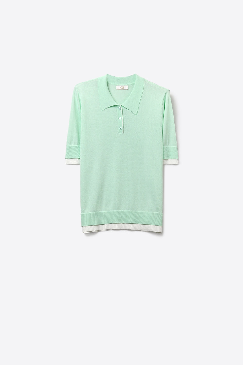 Mint Green Polo Knit Short Sleeve Sweater - Polos