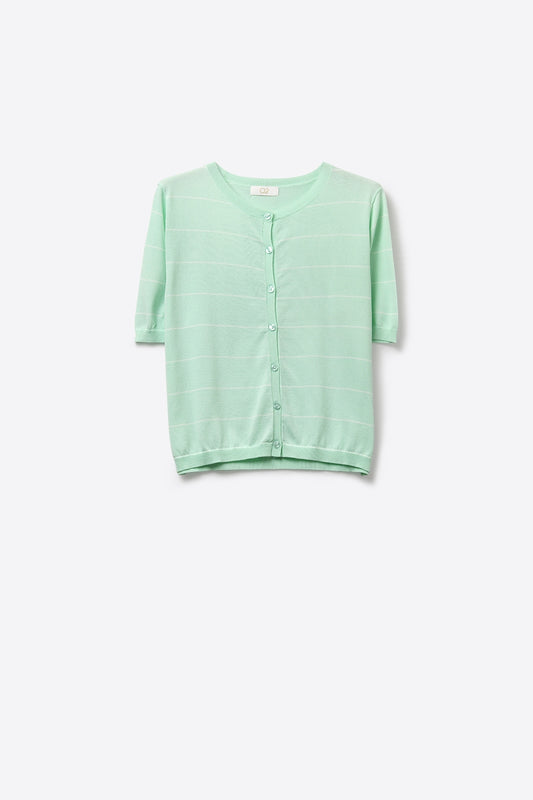 Mint Green Fine Knit Button-Up Cardigan