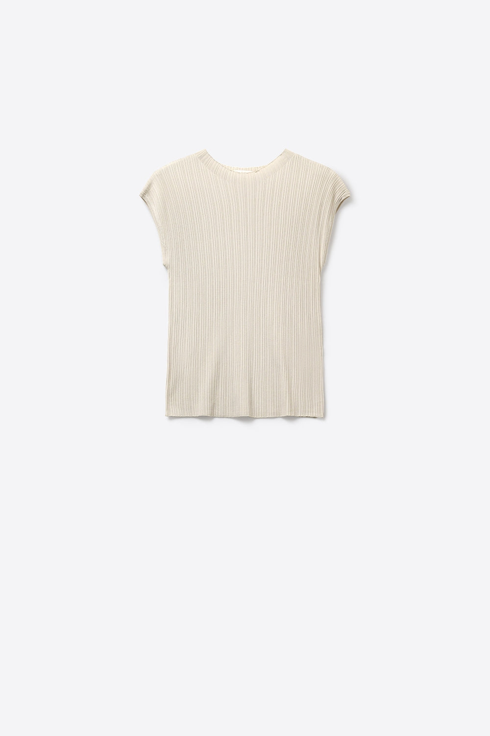 Cream Ribbed Knit Cap Sleeve Top