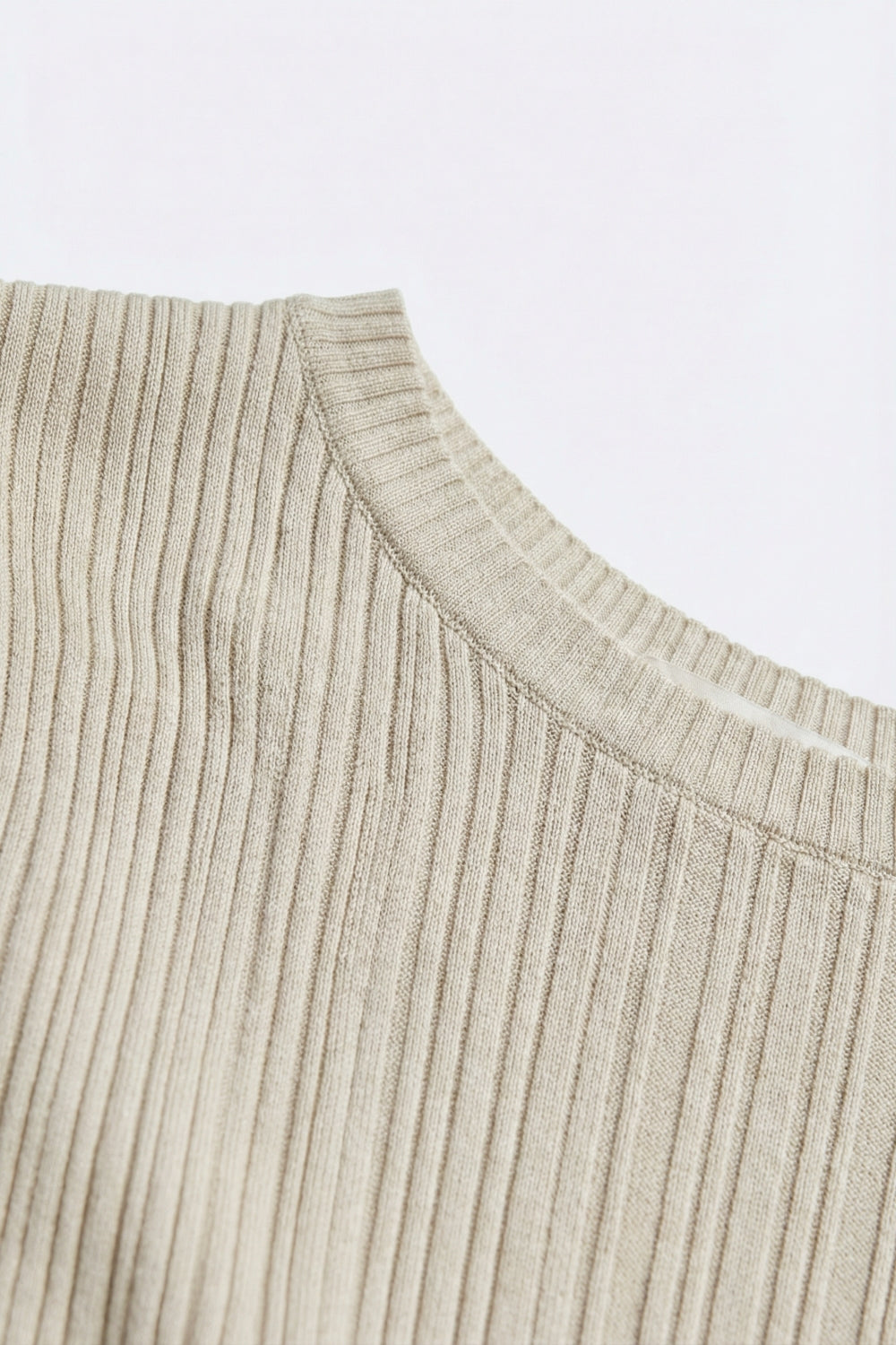 Cream Ribbed Knit Cap Sleeve Top
