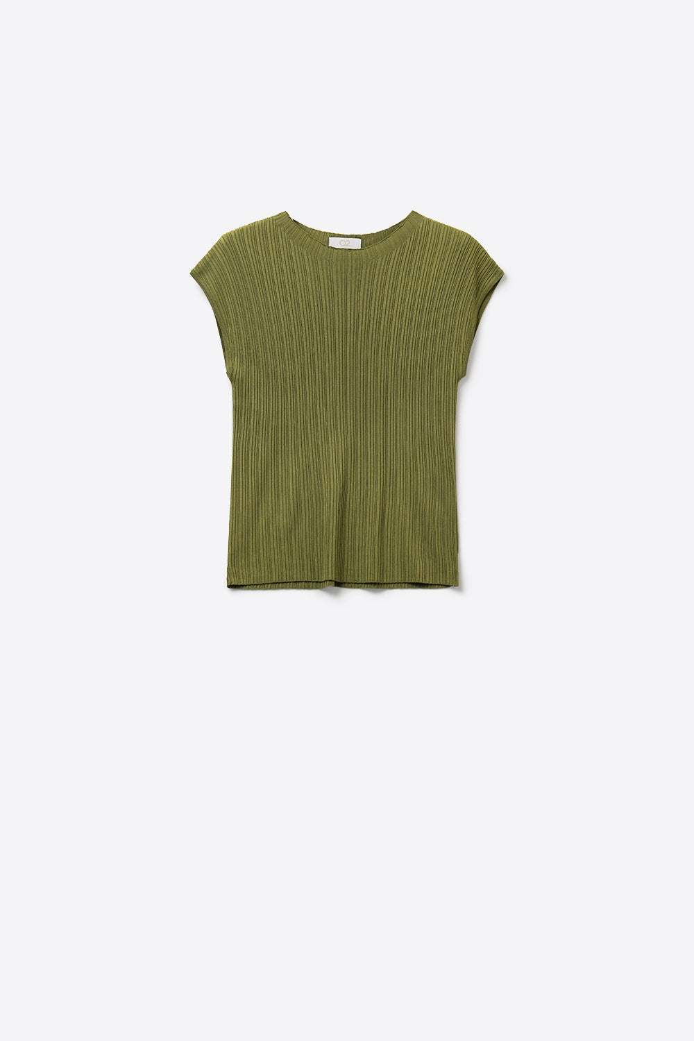 fine Ribbed knit Sleeveless Top in olive green