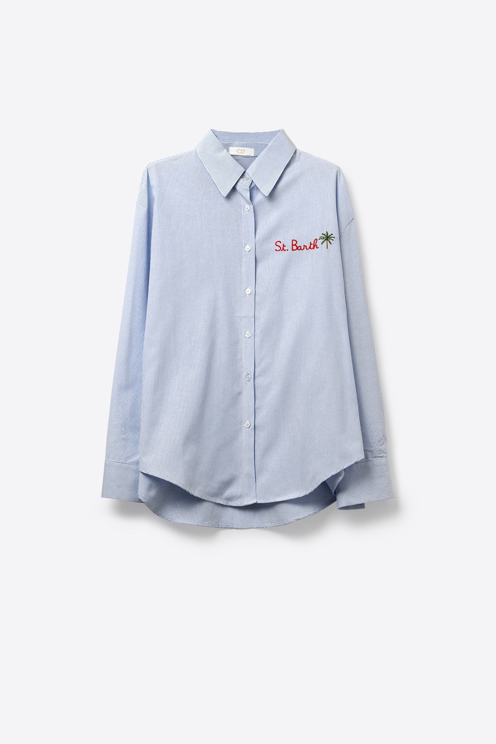 Light Blue Button-Up striped Shirt with Embroidered Detail St Barth - Shirts