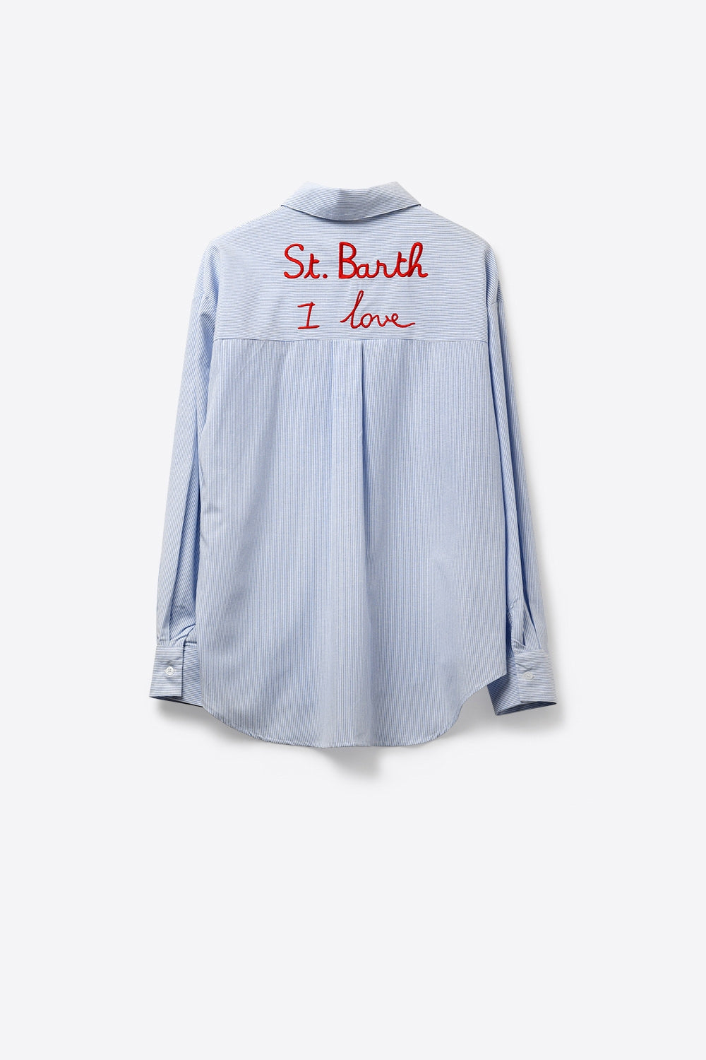 Light Blue Button-Up striped Shirt with Embroidered Detail St Barth - Shirts