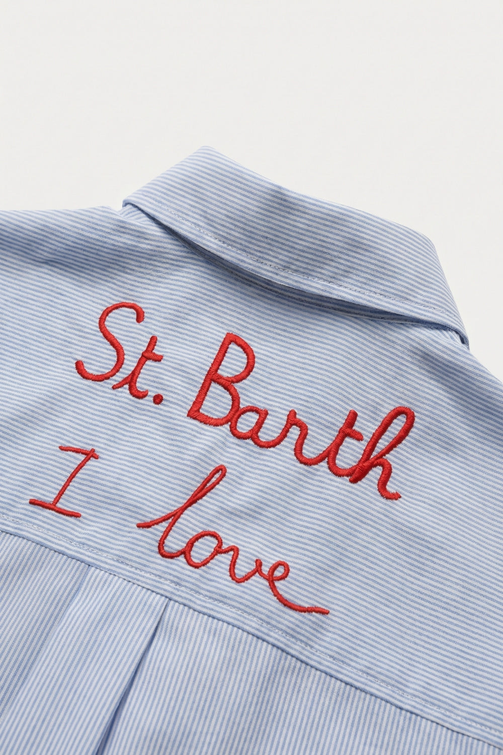 Light Blue Button-Up striped Shirt with Embroidered Detail St Barth - Shirts