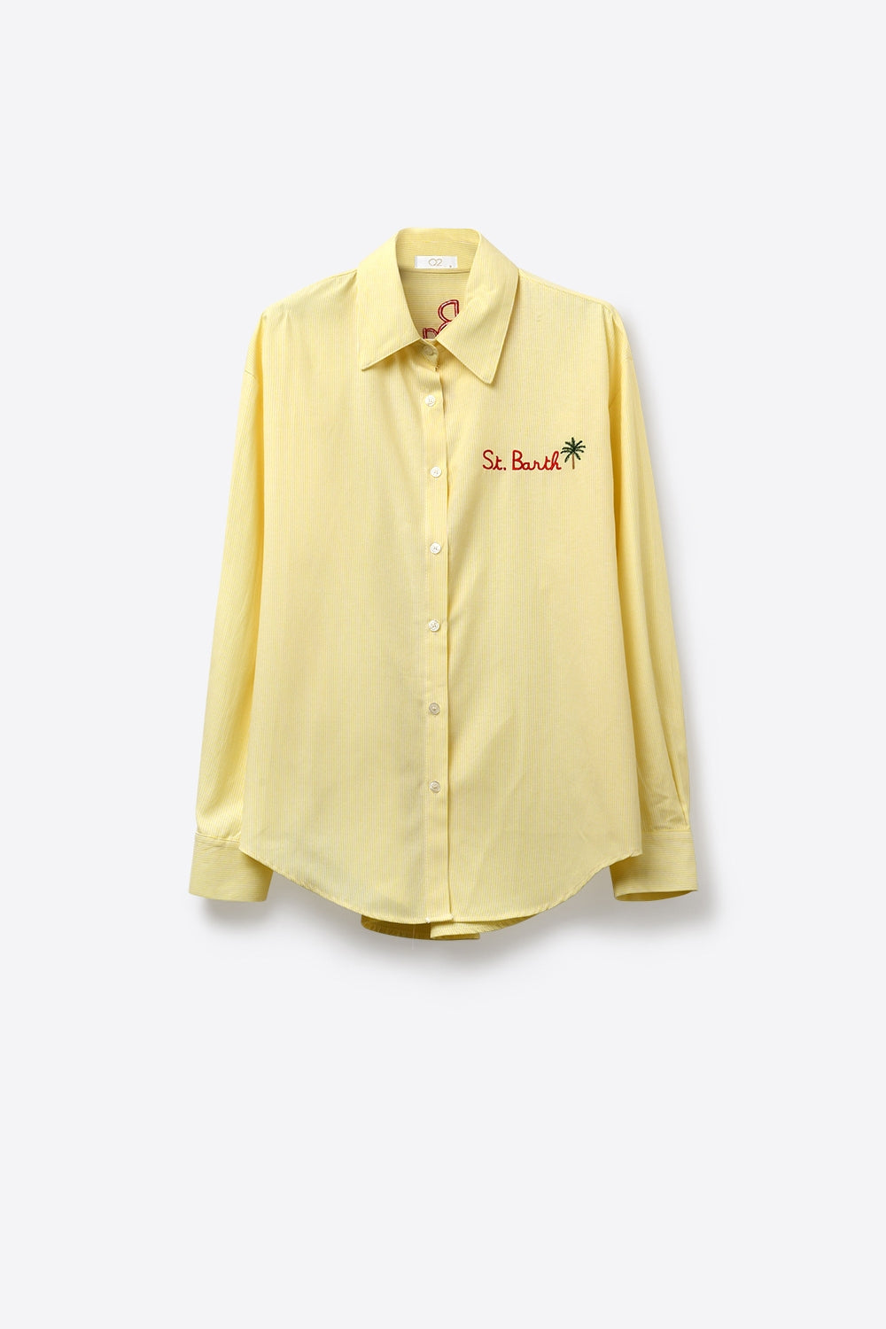 Yellow Button-Up striped Shirt with Embroidered Detail St Barth - Shirts