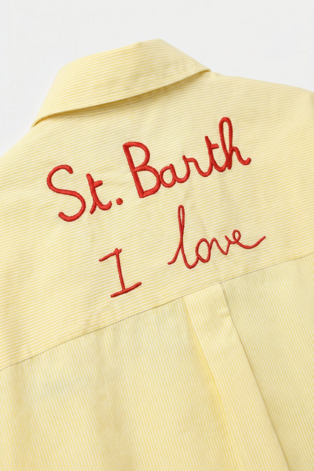 Yellow Button-Up striped Shirt with Embroidered Detail St Barth - Shirts