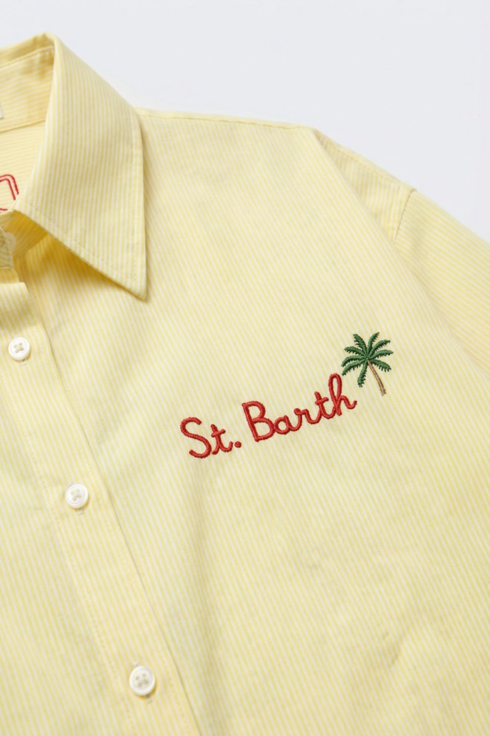 Yellow Button-Up striped Shirt with Embroidered Detail St Barth - Shirts