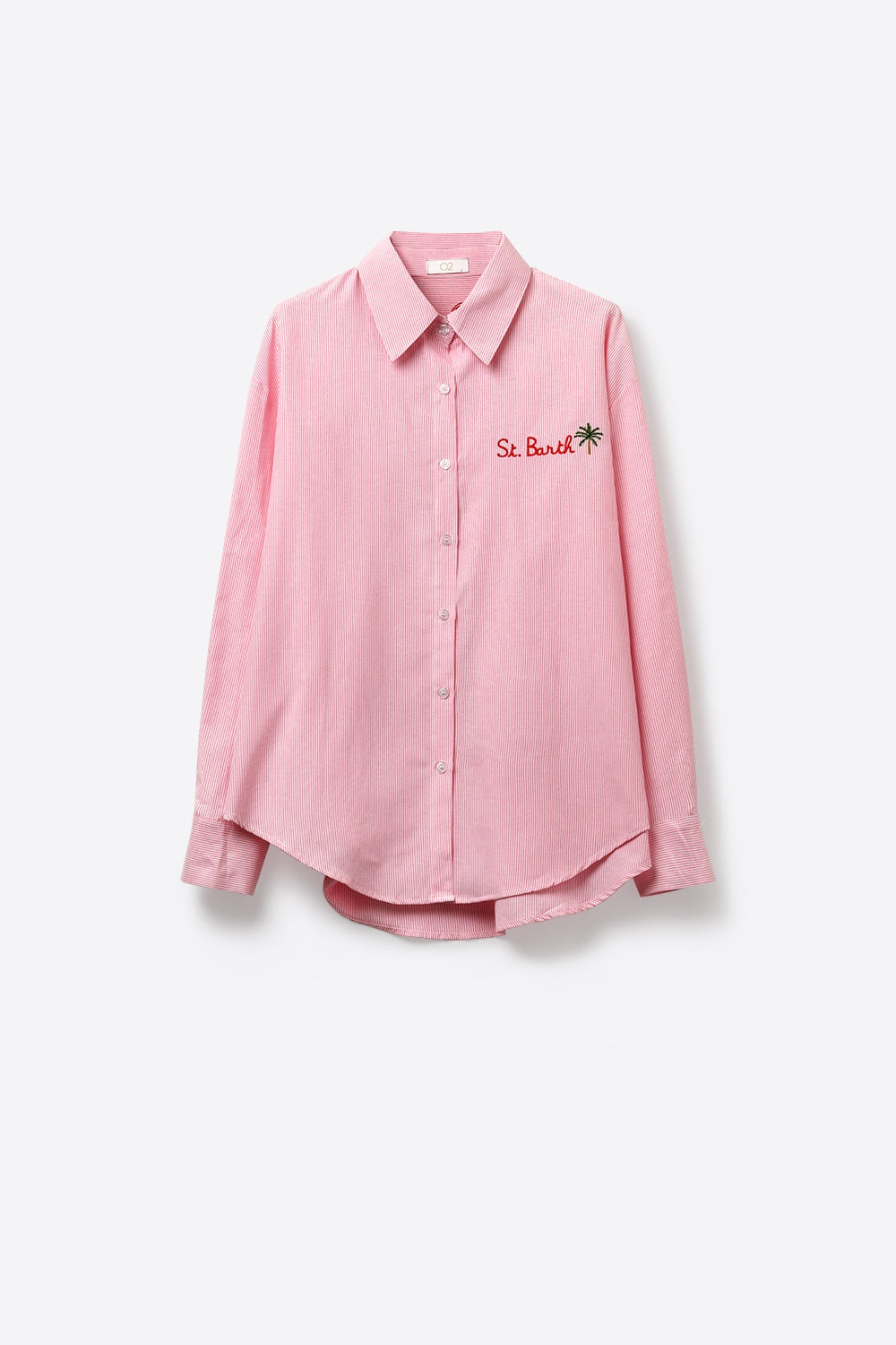 pink Button-Up striped Shirt with Embroidered Detail St Barth - Shirts