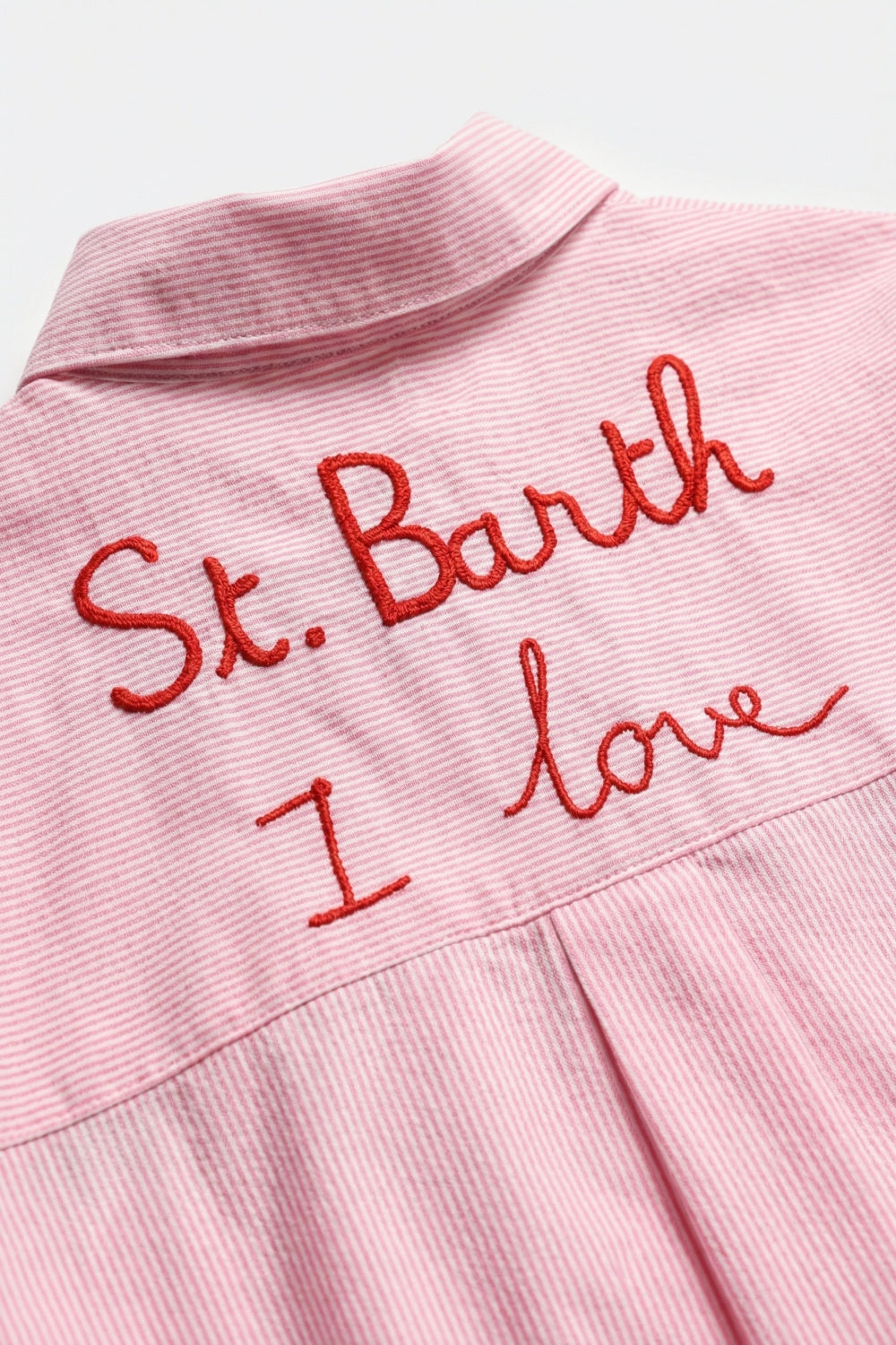 pink Button-Up striped Shirt with Embroidered Detail St Barth - Shirts