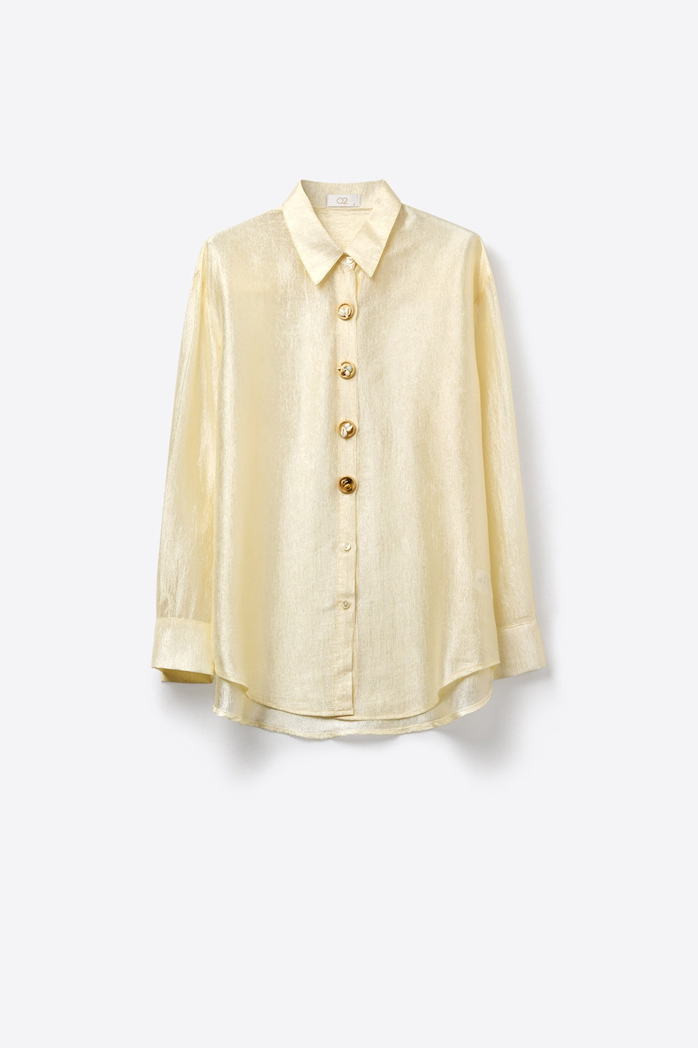 bright fabric beige blouse with retro buttons - Shirts