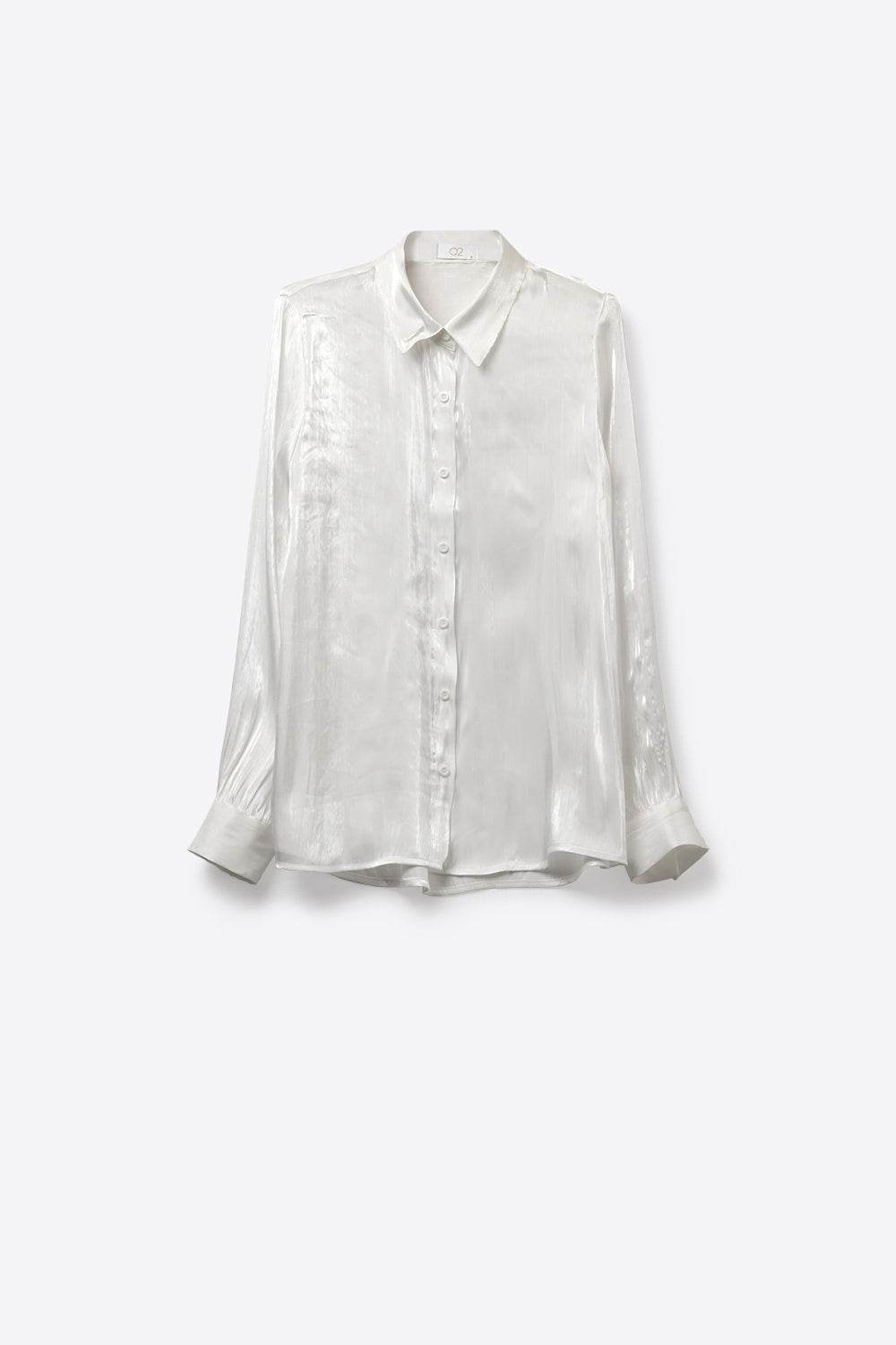 White shiny satin button-down shirt - Shirts