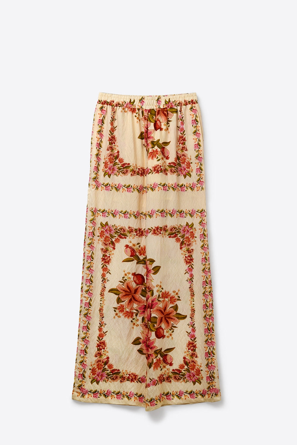 Floral Print Maxi wide leg pants in beige - trousers