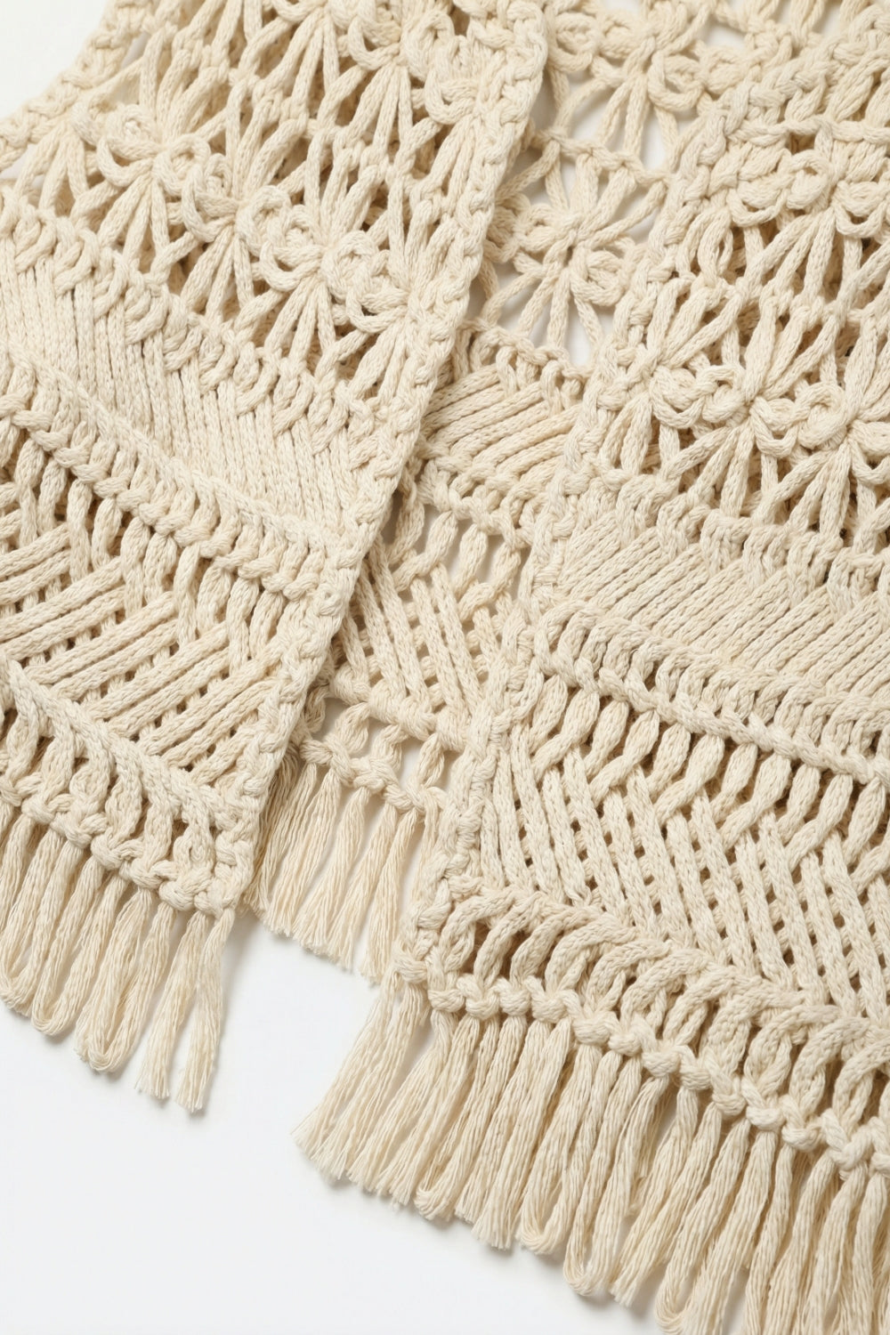 Cropped Fringe Open-Knit Vest - top