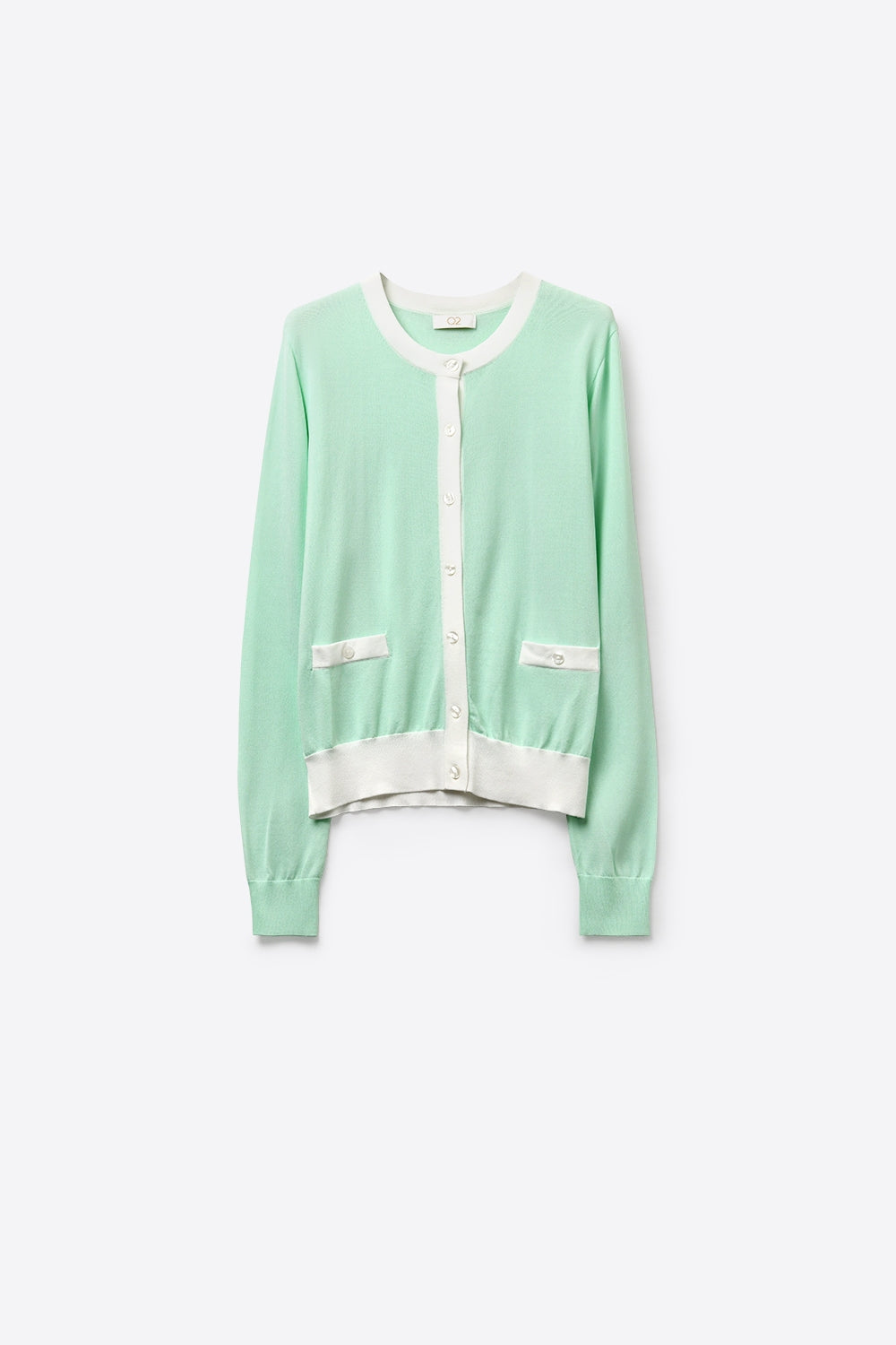 Mint Green Contrast Trim Classic Button Cardigan