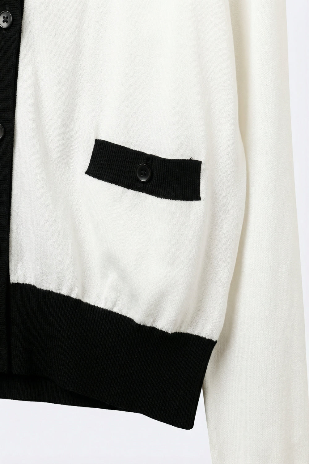 White with Black trim White Cardigan with Black Trim Detail