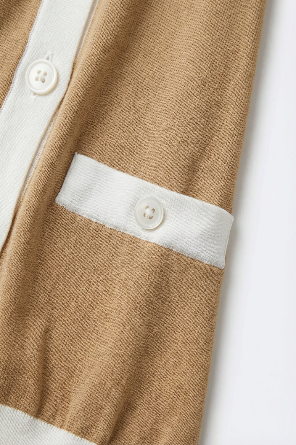 Contrast Trim Classic Button Cardigan in camel