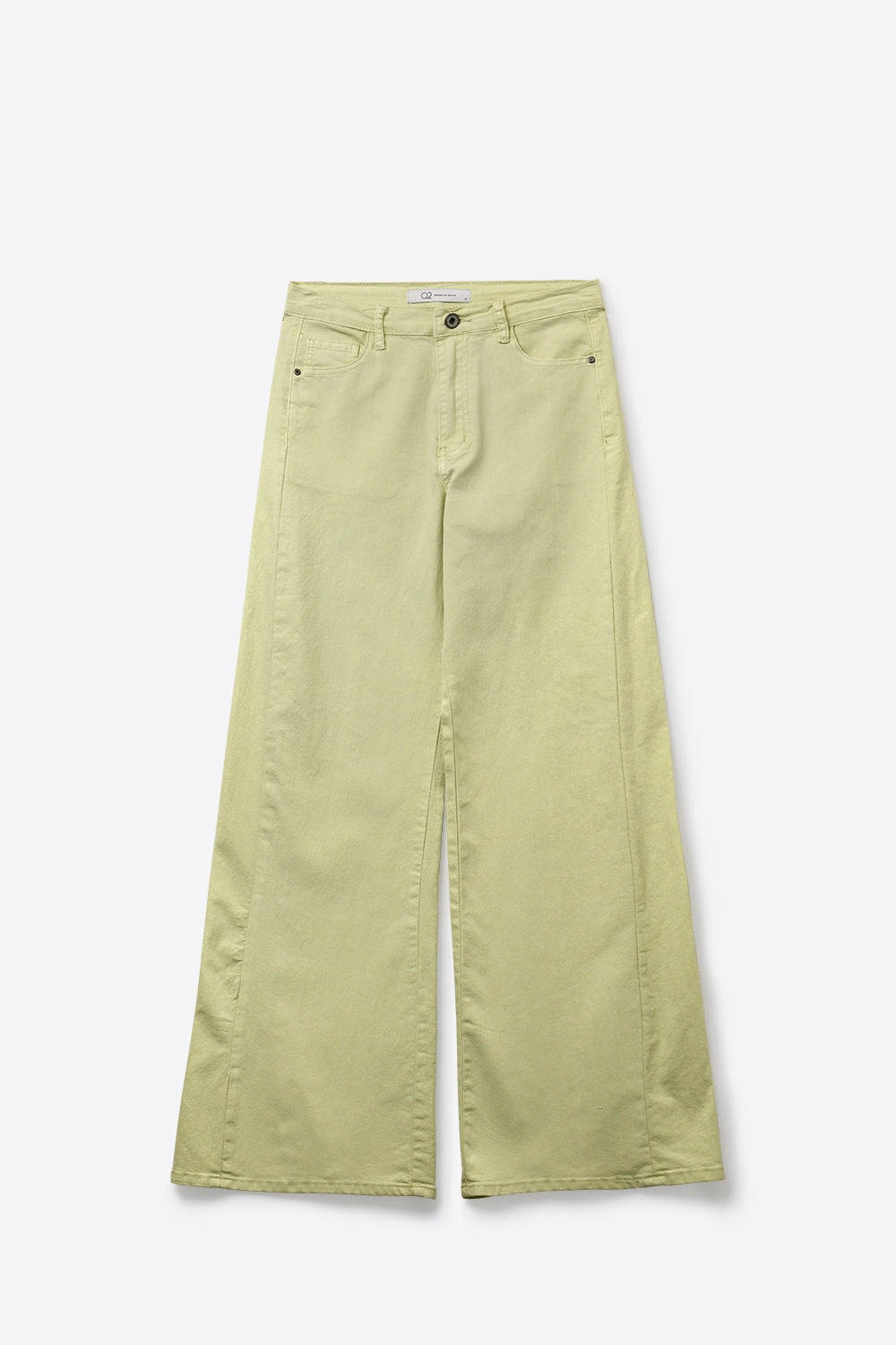 Extra Wide-Leg elastic Cotton Twill Pants in Mint green - Coloured Jeans