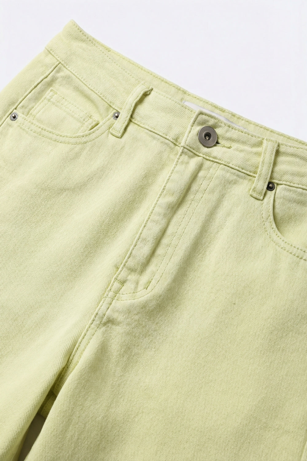 Extra Wide-Leg elastic Cotton Twill Pants in Mint green - Coloured Jeans