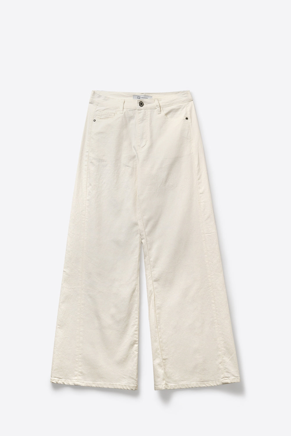 Extra Wide-Leg elastic Cotton Twill Pants in white color - Coloured Jeans