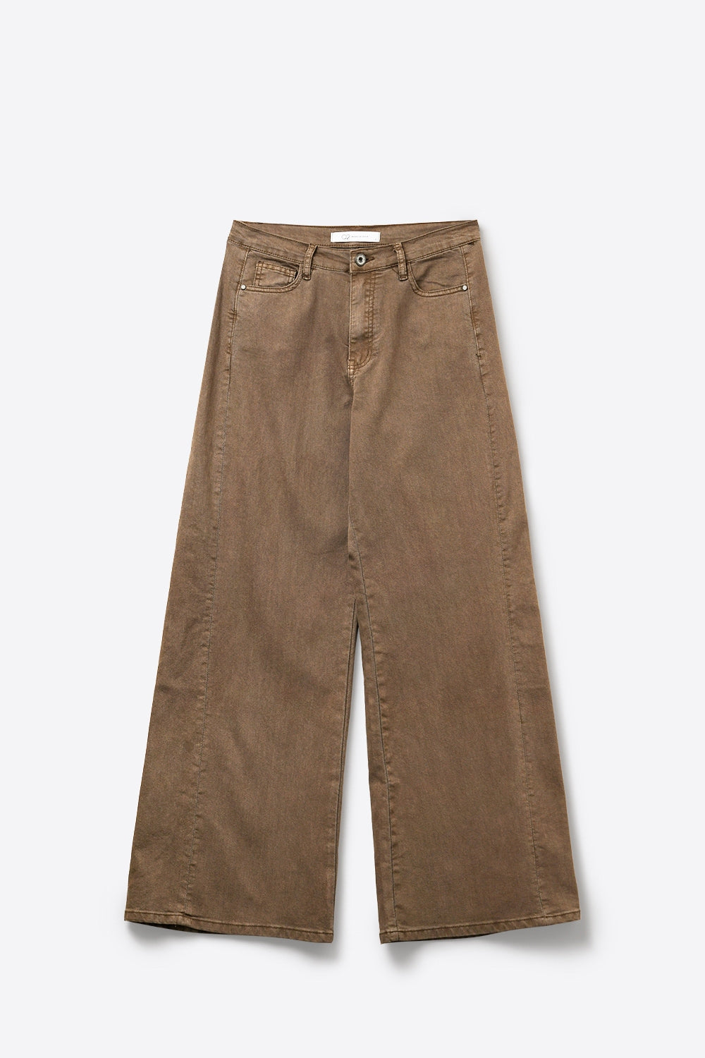 Brown Wide-Leg Casual Cotton Denim Pants - Coloured Jeans