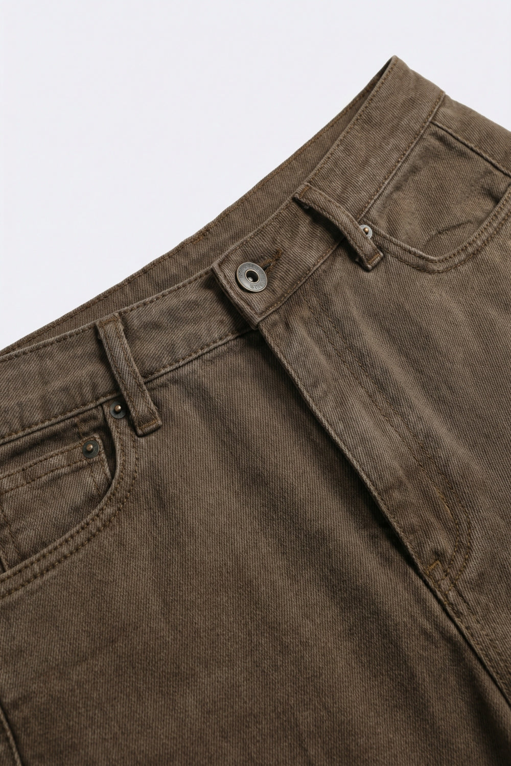 Brown Wide-Leg Casual Cotton Denim Pants - Coloured Jeans