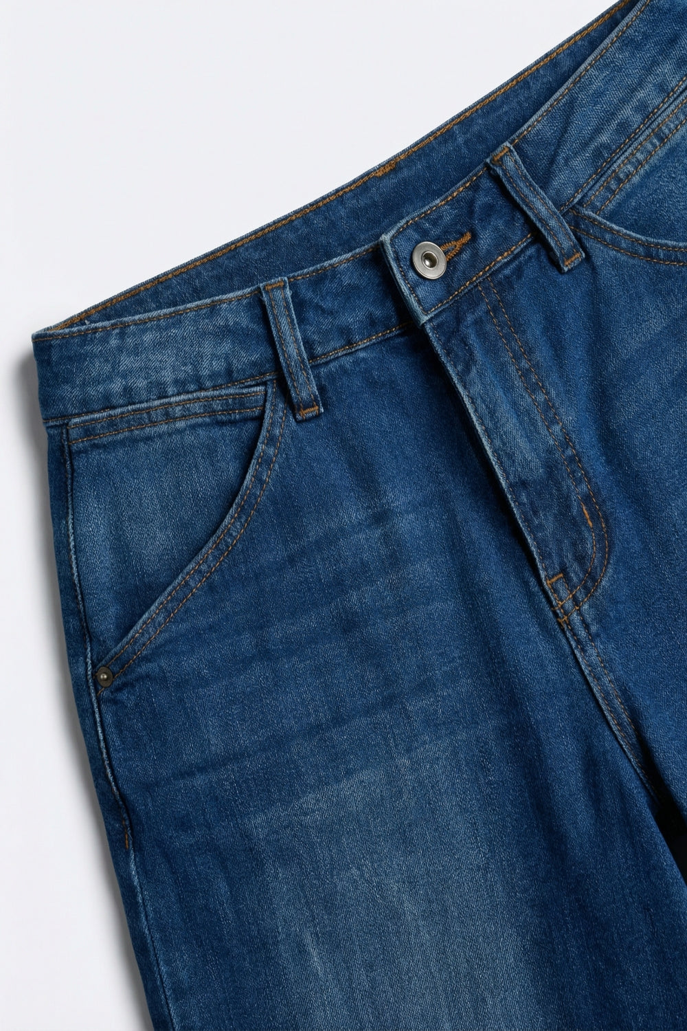 Blue Light Wash Denim Wide-Leg Shorts - Denim