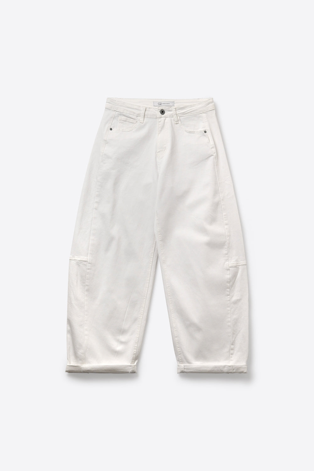 White Relaxed Fit Casual Wide-Leg Pants in Barrel Style - Coloured Jeans