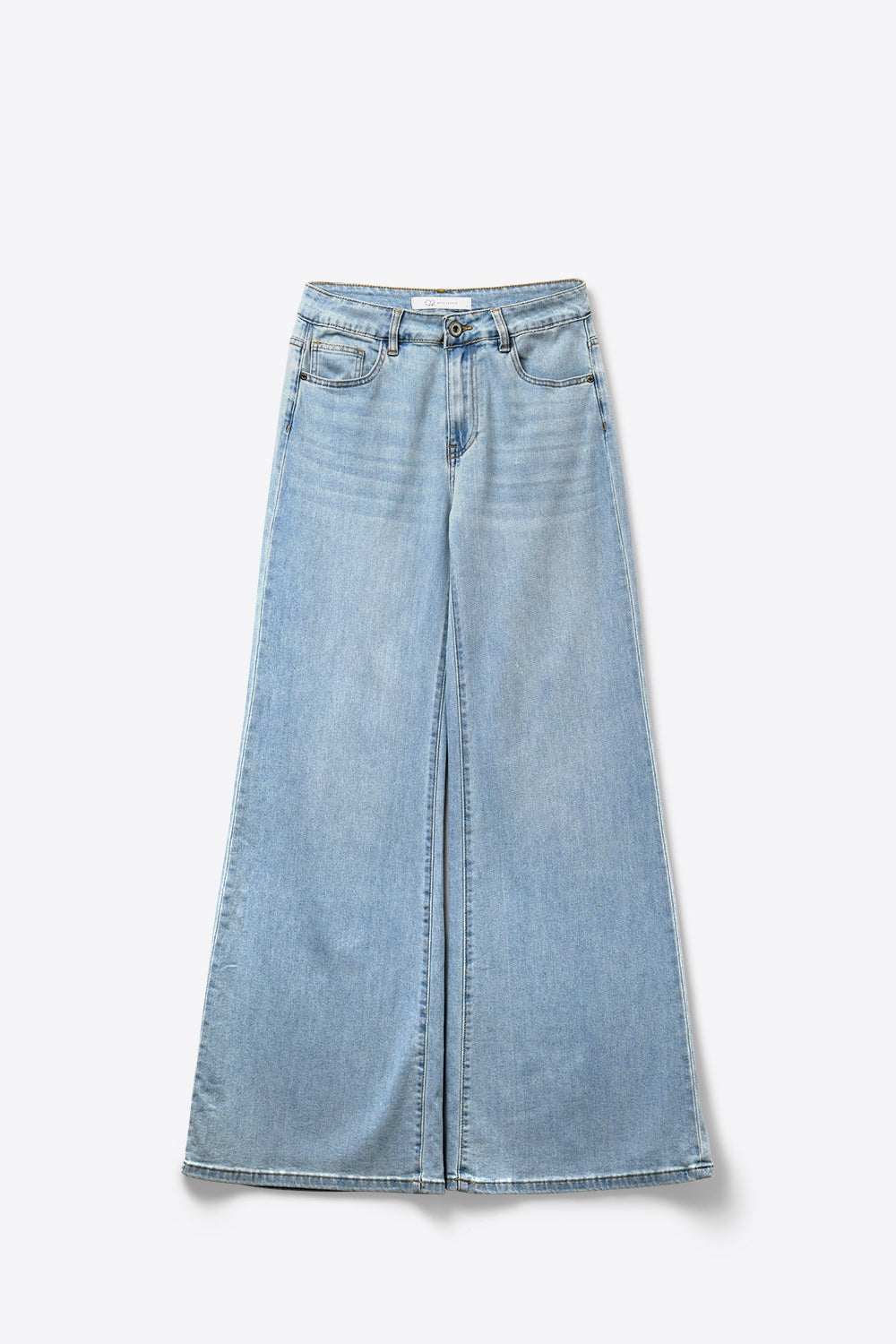 High-Rise Wide-Leg Denim in Light Blue Wash - Denim