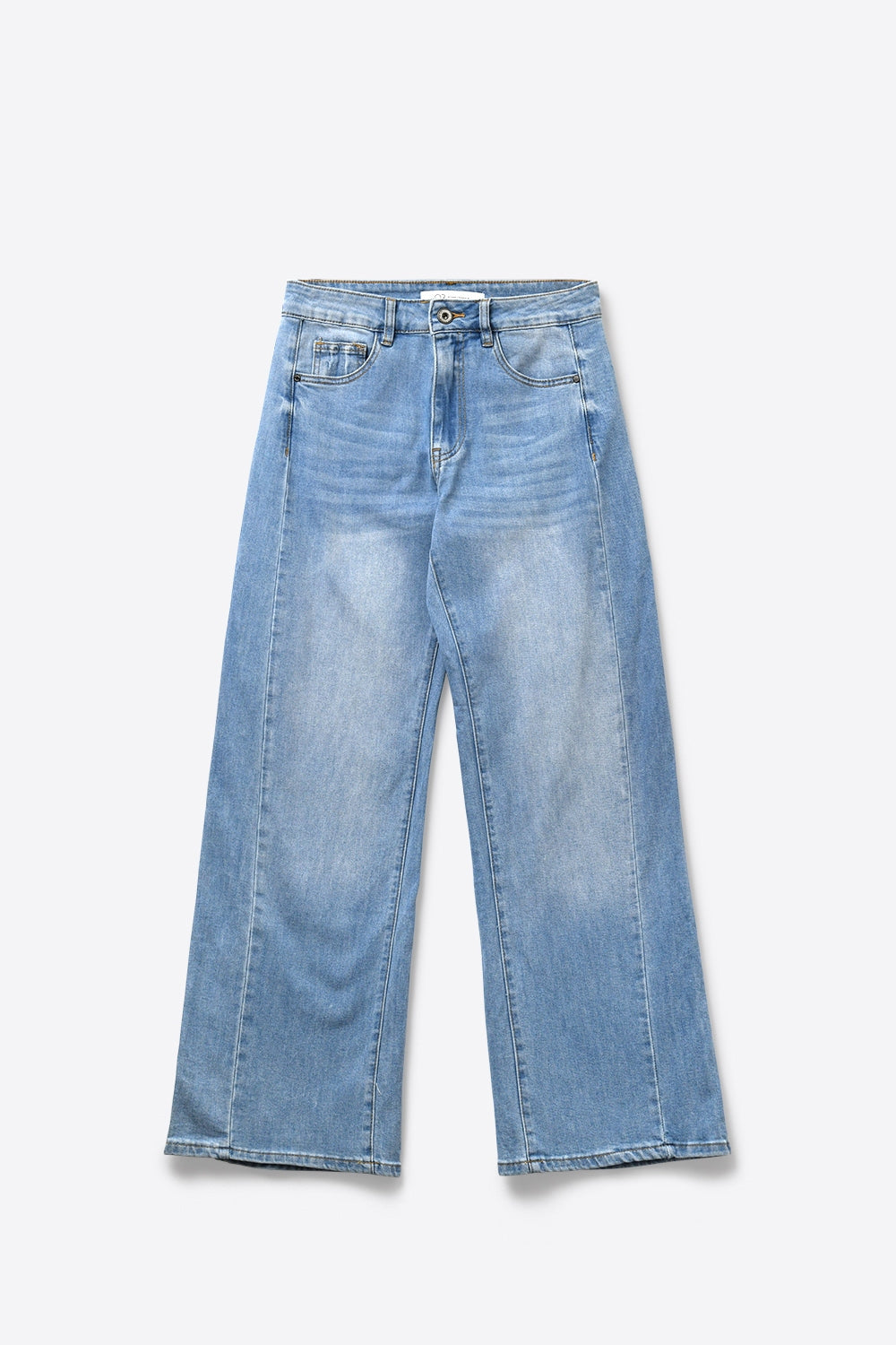 Light Blue Wide-Leg High-Waist Denim Jeans - Denim