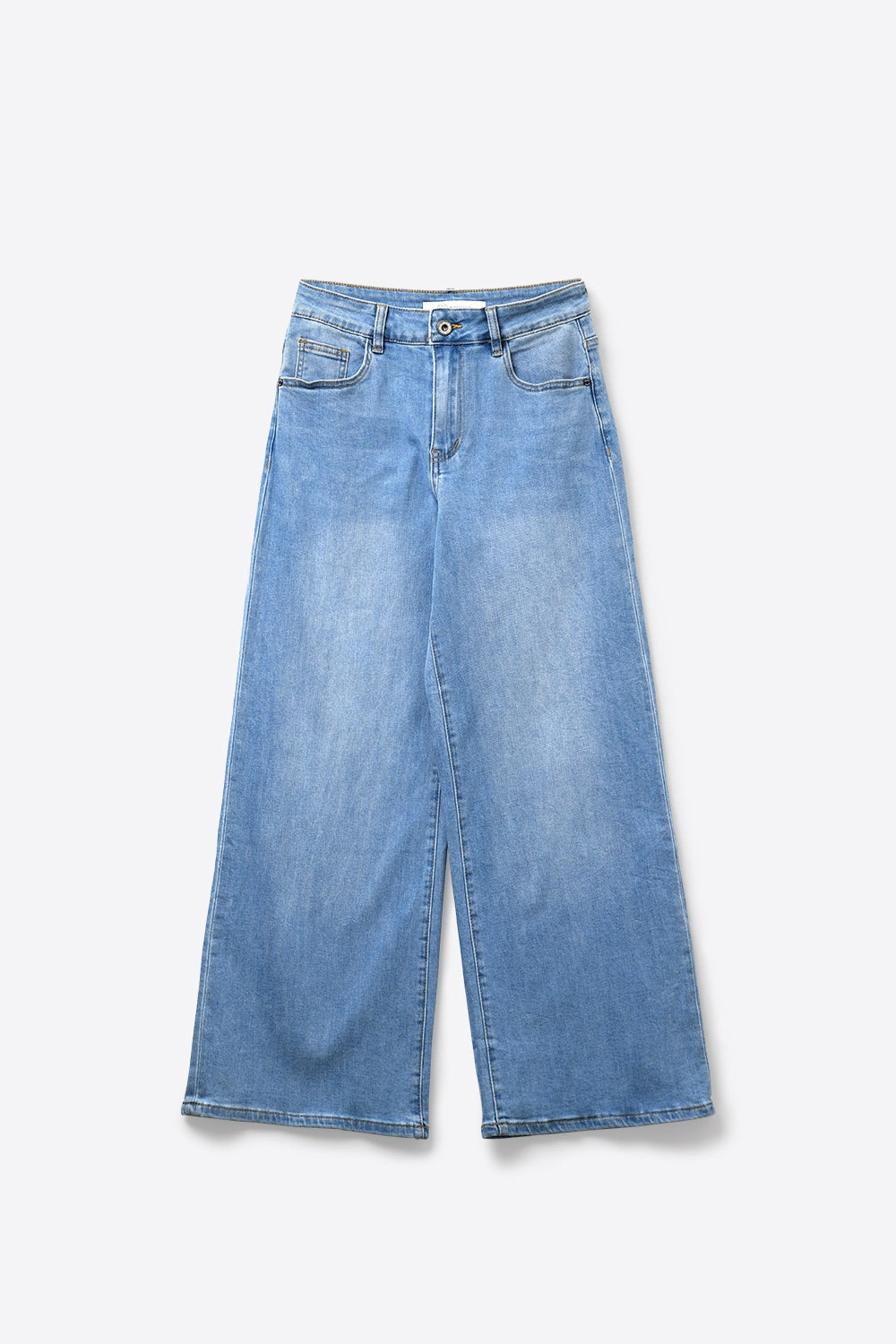 Light Blue Wide-Leg Denim Jeans in ankle lengh - Denim
