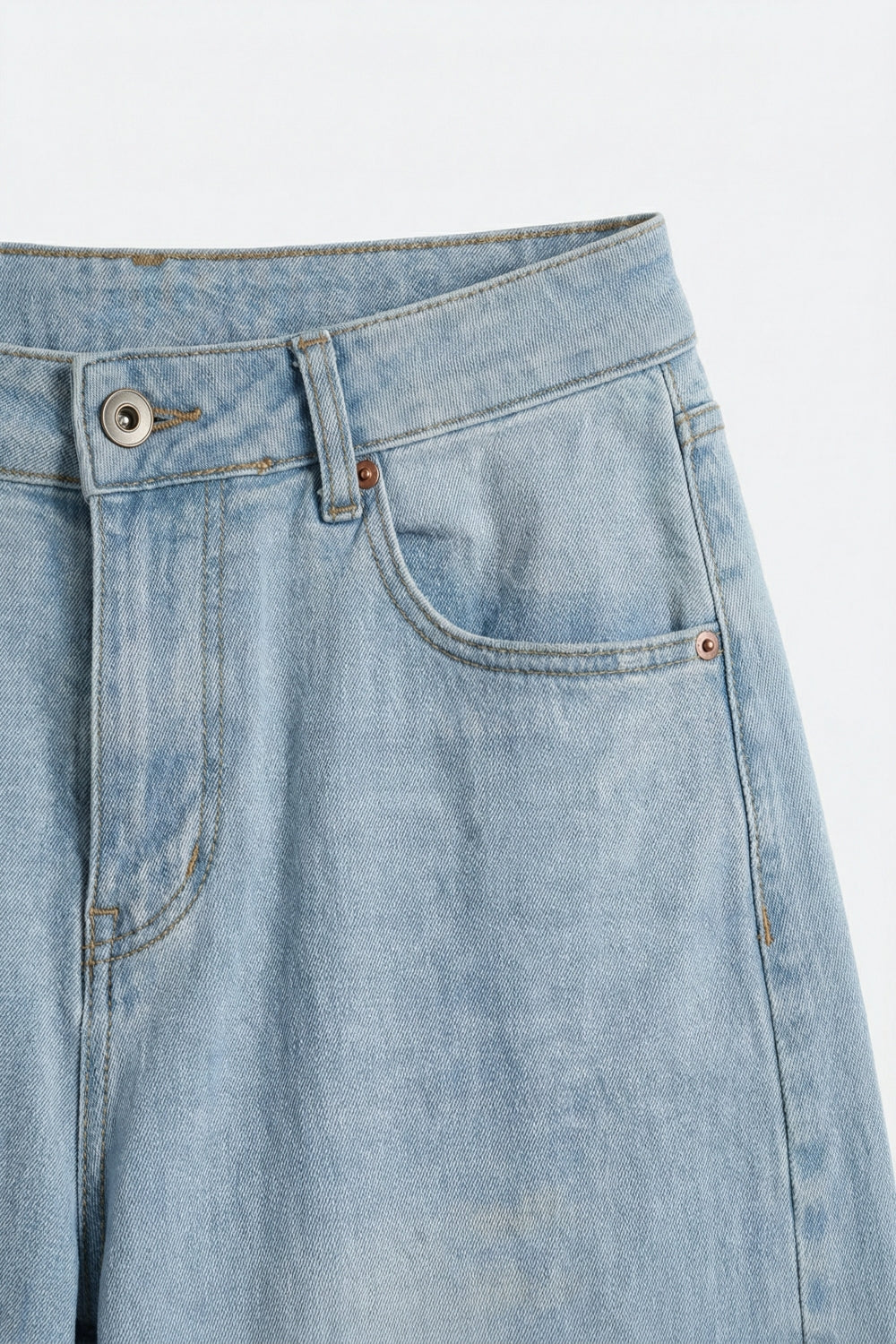 Light Blue Wide-Leg Denim Jeans with lightweight fabric - trousers