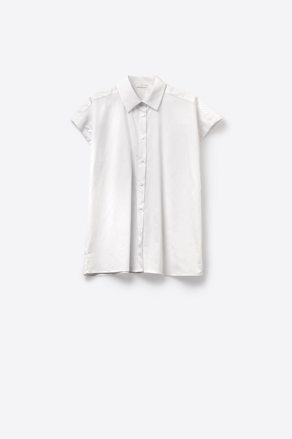 White Button-down Wide Shoulder Oversized Shirt - Shirts