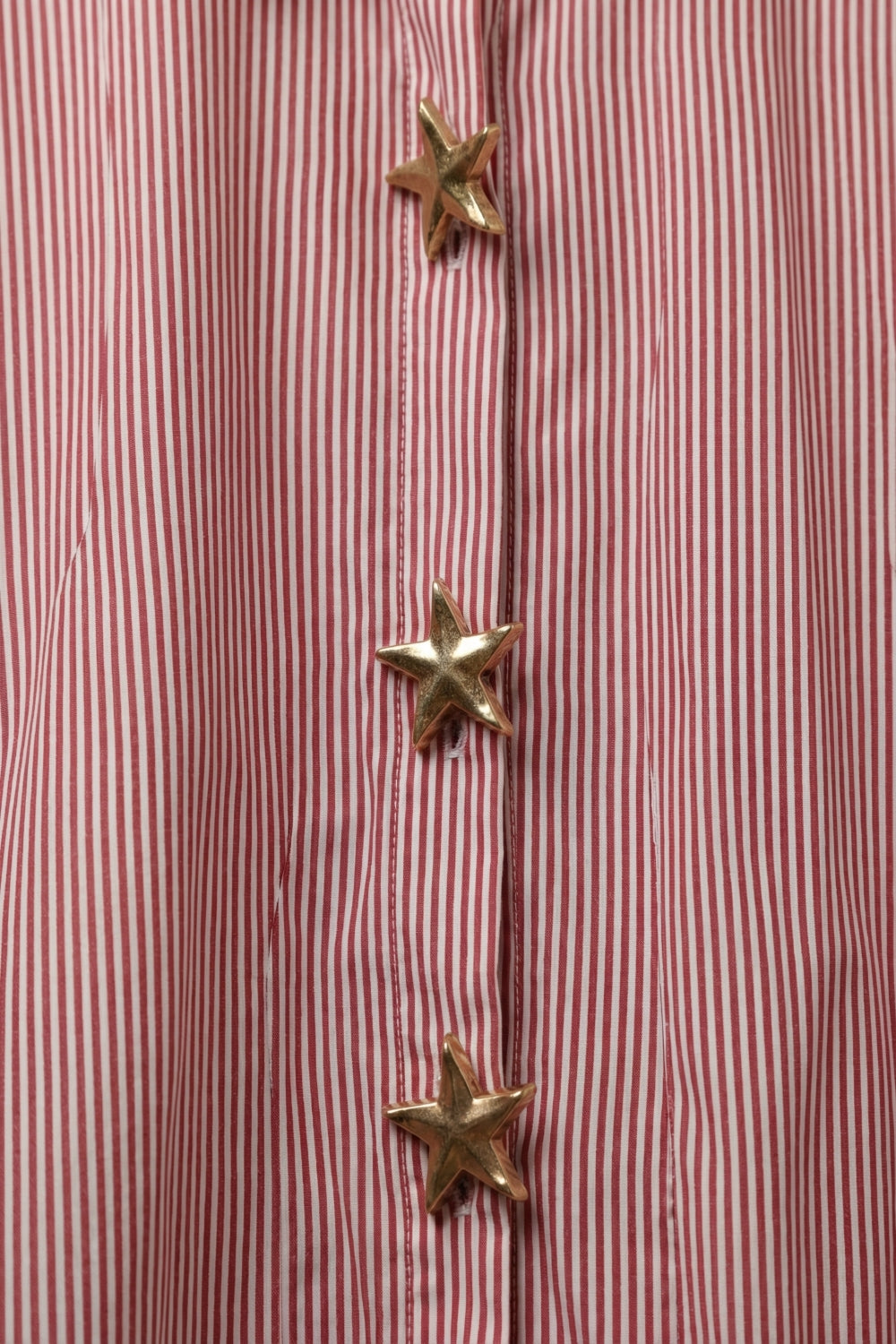 Pink Oversized Striped Poplin Shirt with Starfish Buttons - Shirts