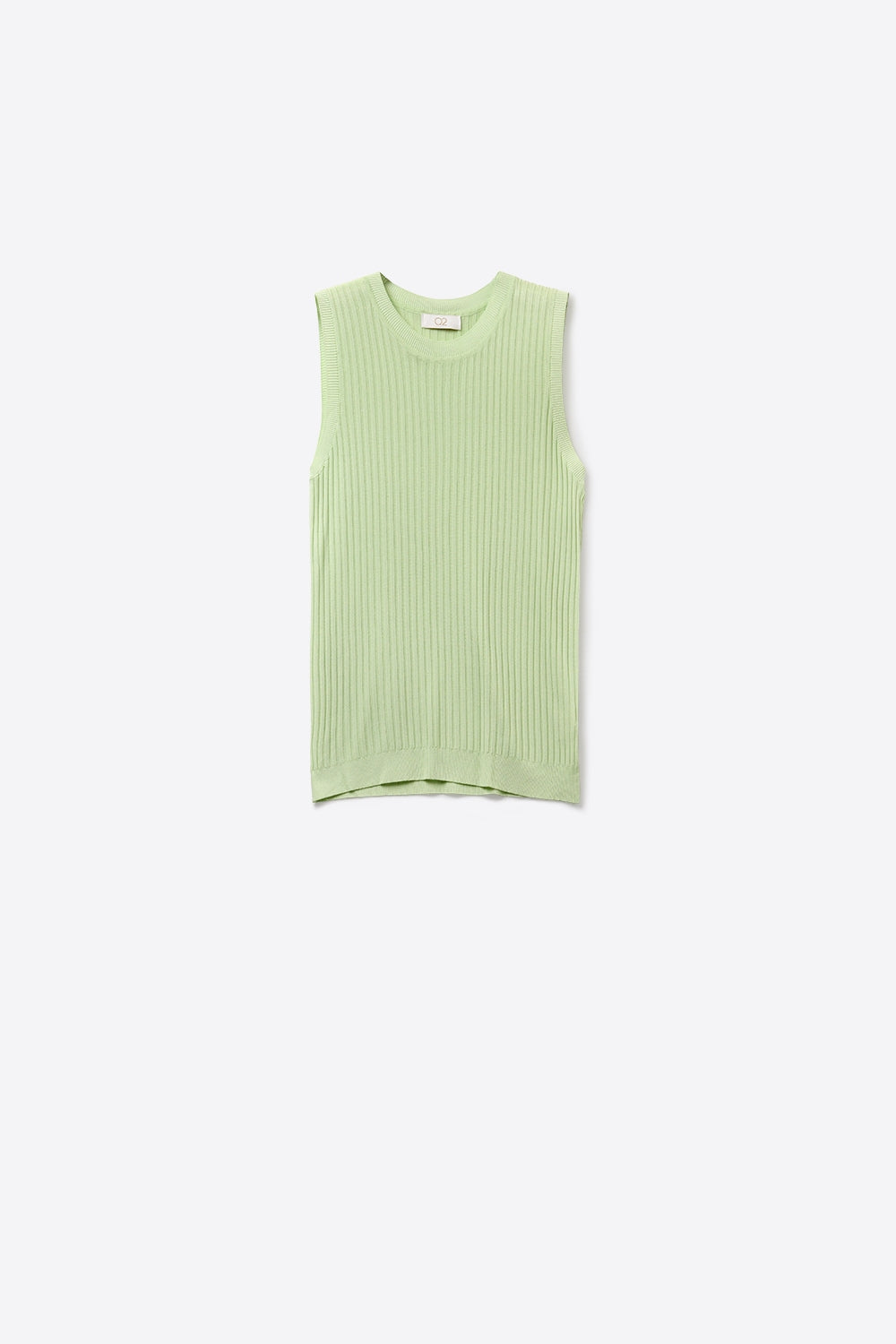 Light Green Ribbed Knit Sleeveless Top