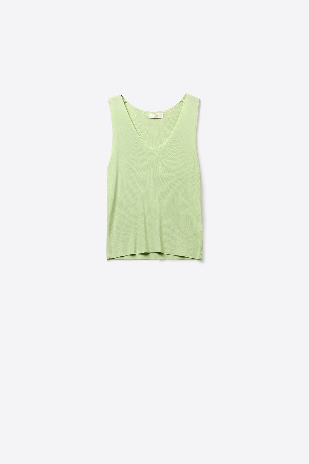 Ribbed Knit V-Neck Tank Top in mint green color