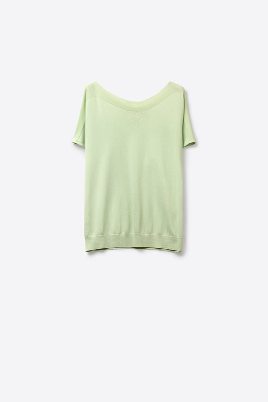 Light Green Soft Knit Relaxed Fit Short Sleeve Top