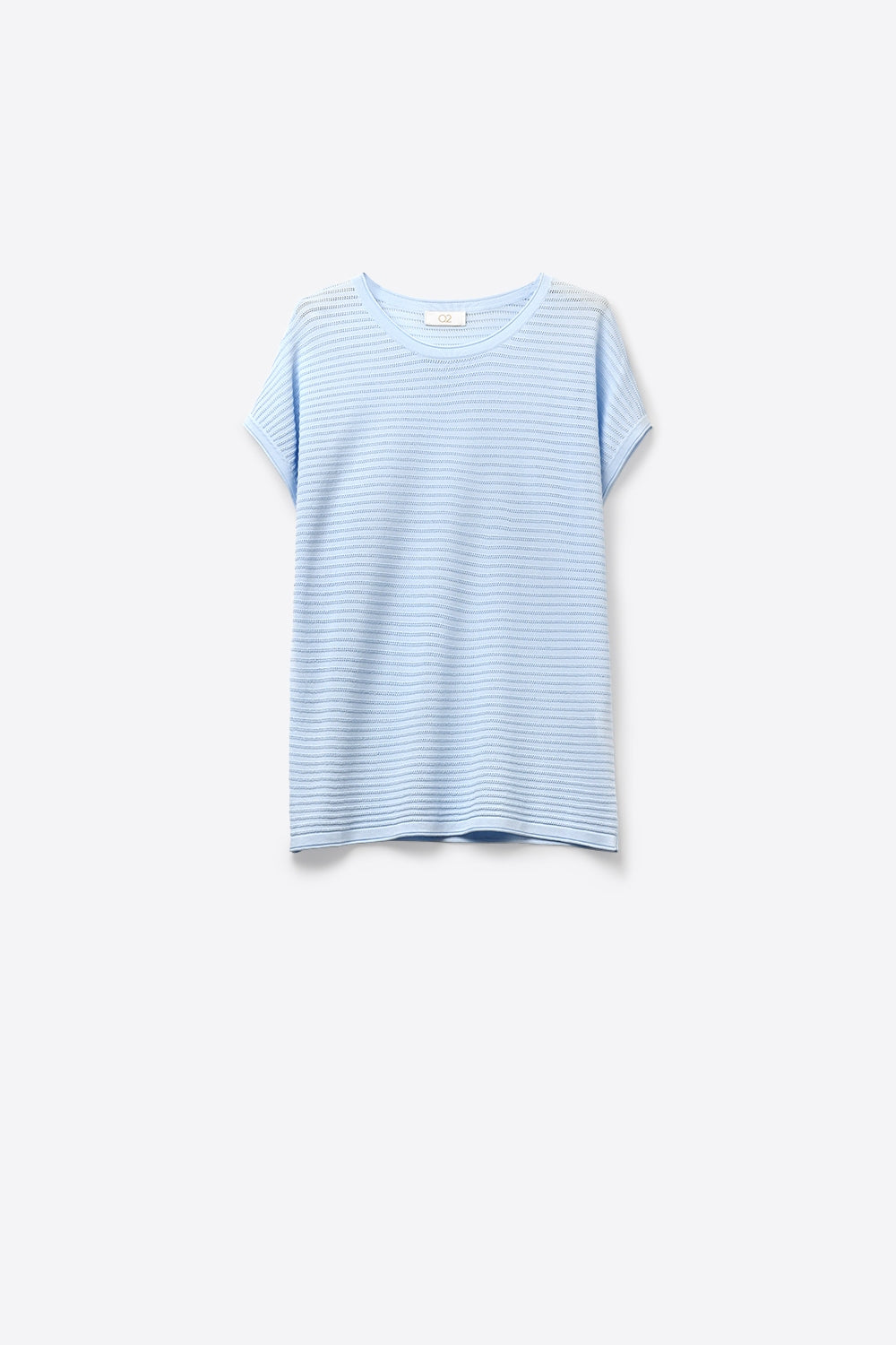 Light Blue Striped open Knit Relaxed Fit sweater
