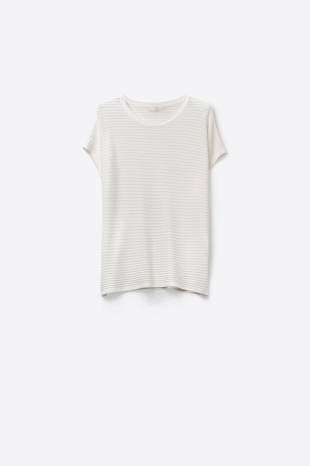 White Striped knitted boat Neck sweater