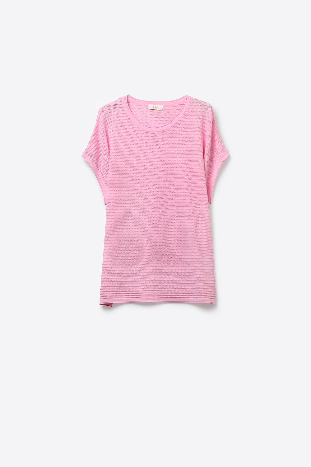 Pink Ribbed Knit Loose Fit sweater with dropped sleeves